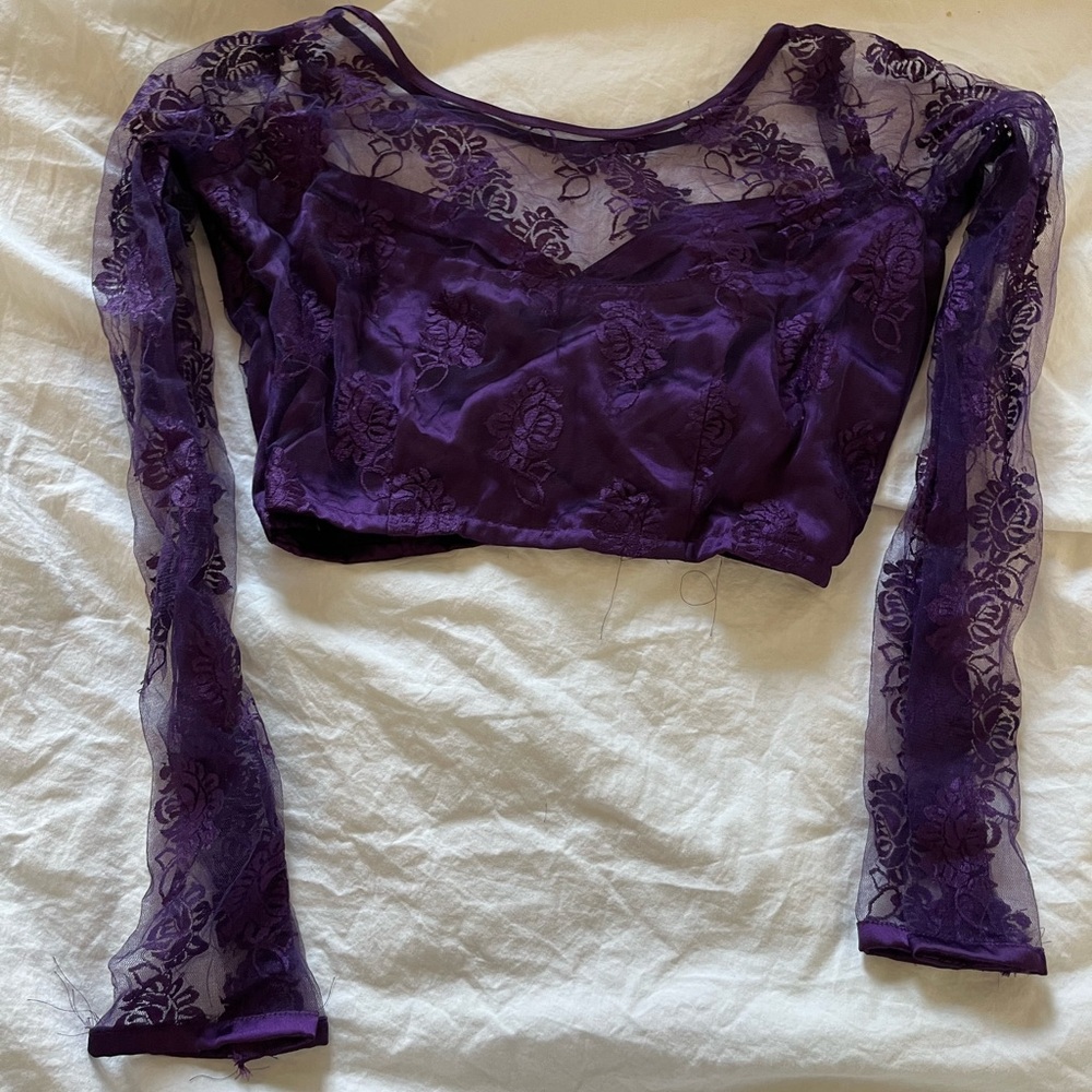 Brand new designer Purple lace full sleeve Indian Pakistani blouse for Sari